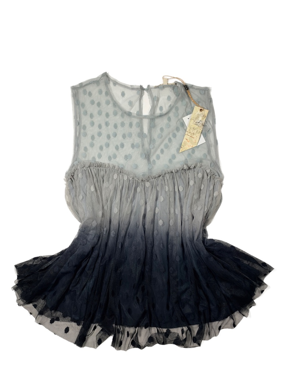 NWT gimmicks by BKE Gray Ombre Polka Dot Sheer Sleeveless Top